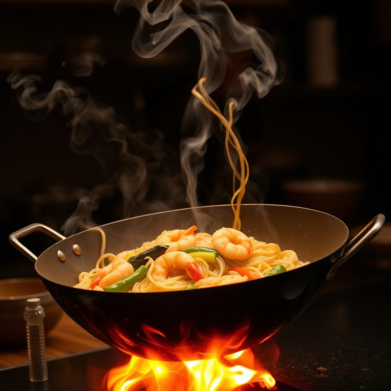 Dampfende Wok-Nudeln